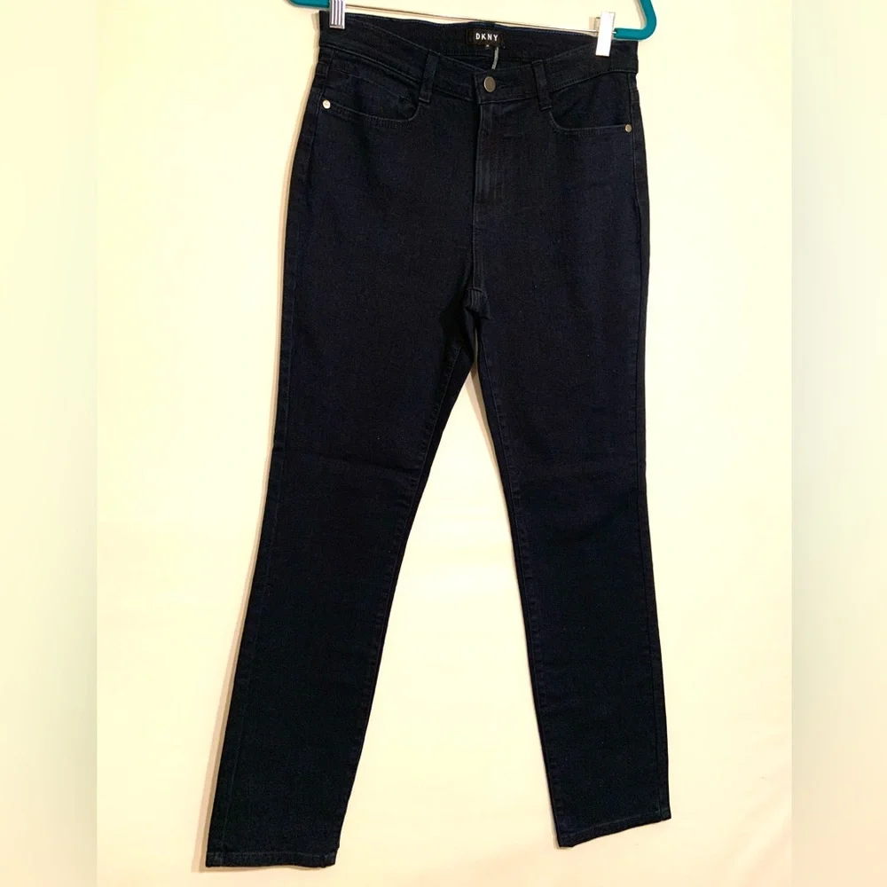 ♦️ NWT DKNY Donna Karen Dark Blue Denim Skinny Jeans Size 29 High Rise - Picture 2 of 8